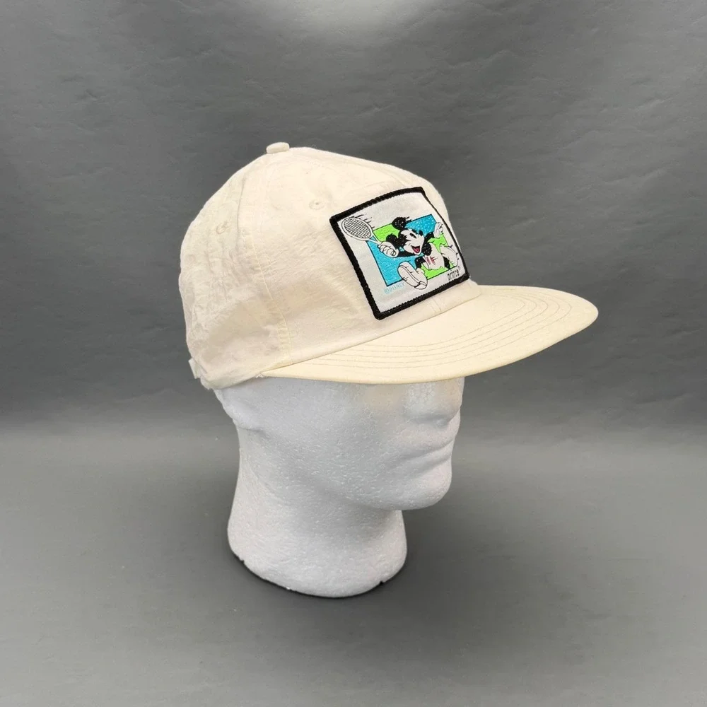 Vintage Prince Disney Mickey Mouse Tennis Nylon Cream Adjustable Hat Cap Taiwan